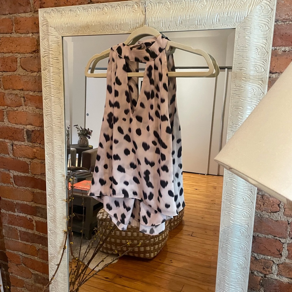 Kendall & Kylie Animal Print Keyhole Halter Blouse